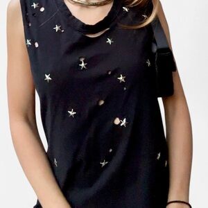 LF Black distressed silver embellished sleeveless tee perfect condition.